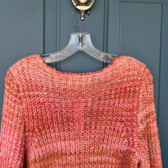 LOFT SPACEDYE KNIT V NECK SWEATER SIZE MEDIUM NWT PINK ORANGE  PASTELS - Picture 10 of 15